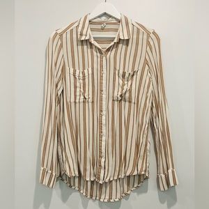 BP Brown & White Stripe Women’s Collared Button Down